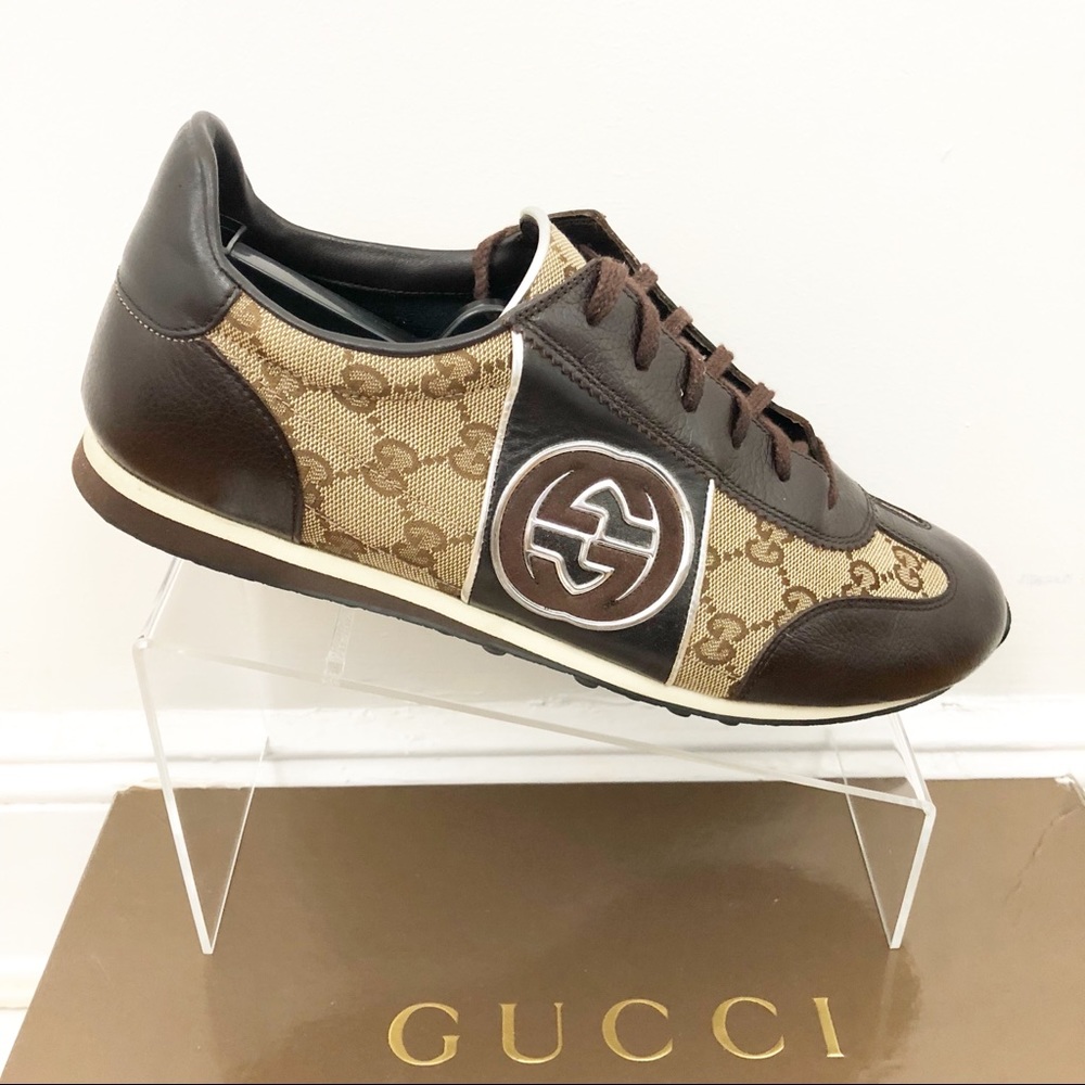 Mens Gucci Classic Sneakers GG Pattern Size 9 - Picture 4 of 8